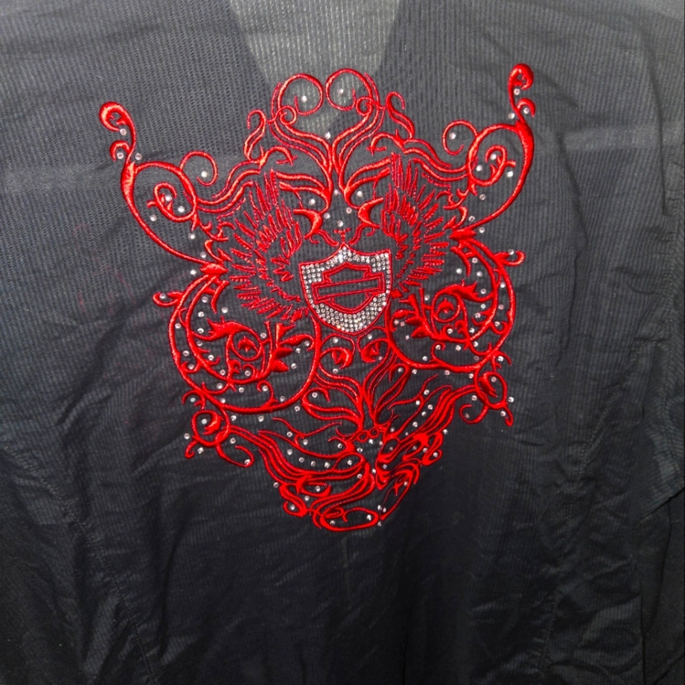 Harley Davidson sheer long sleeve blouse